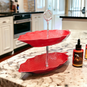 Leaf Delight Serving Stand Red