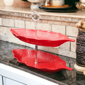 Leaf Delight Serving Stand Red