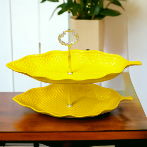 Leaf Delight Serving Stand Yellow