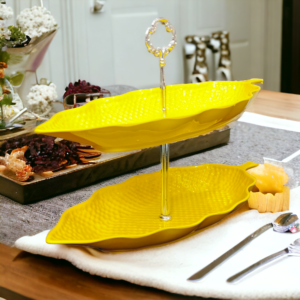 Leaf Delight Serving Stand Yellow