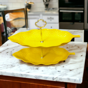 Leaf Delight Serving Stand Yellow