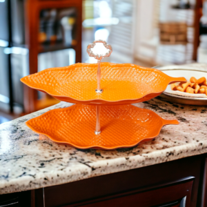 Leaf Delight Serving Stand Orange