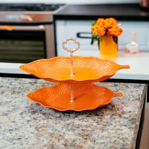 Leaf Delight Serving Stand Orange