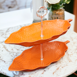 Leaf Delight Serving Stand Orange