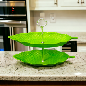 Leaf Delight Serving Stand Green