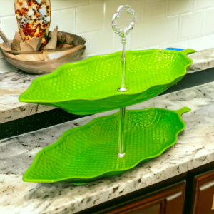 Leaf Delight Serving Stand Green