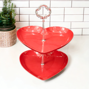 Double Decker Hearts Serving Stand Red