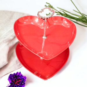 Double Decker Hearts Serving Stand Red