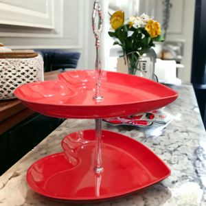 Double Decker Hearts Serving Stand Red