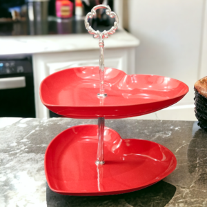 Double Decker Hearts Serving Stand Red