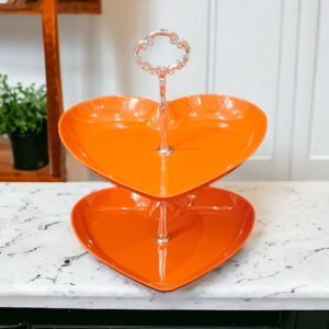 Double Decker Hearts Serving Stand Orange