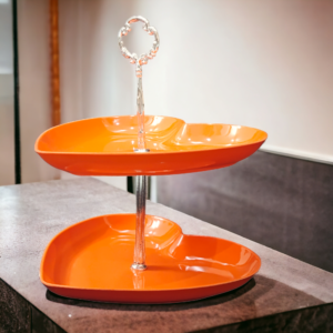 Double Decker Hearts Serving Stand Orange