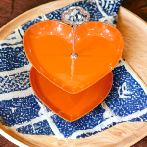 Double Decker Hearts Serving Stand Orange